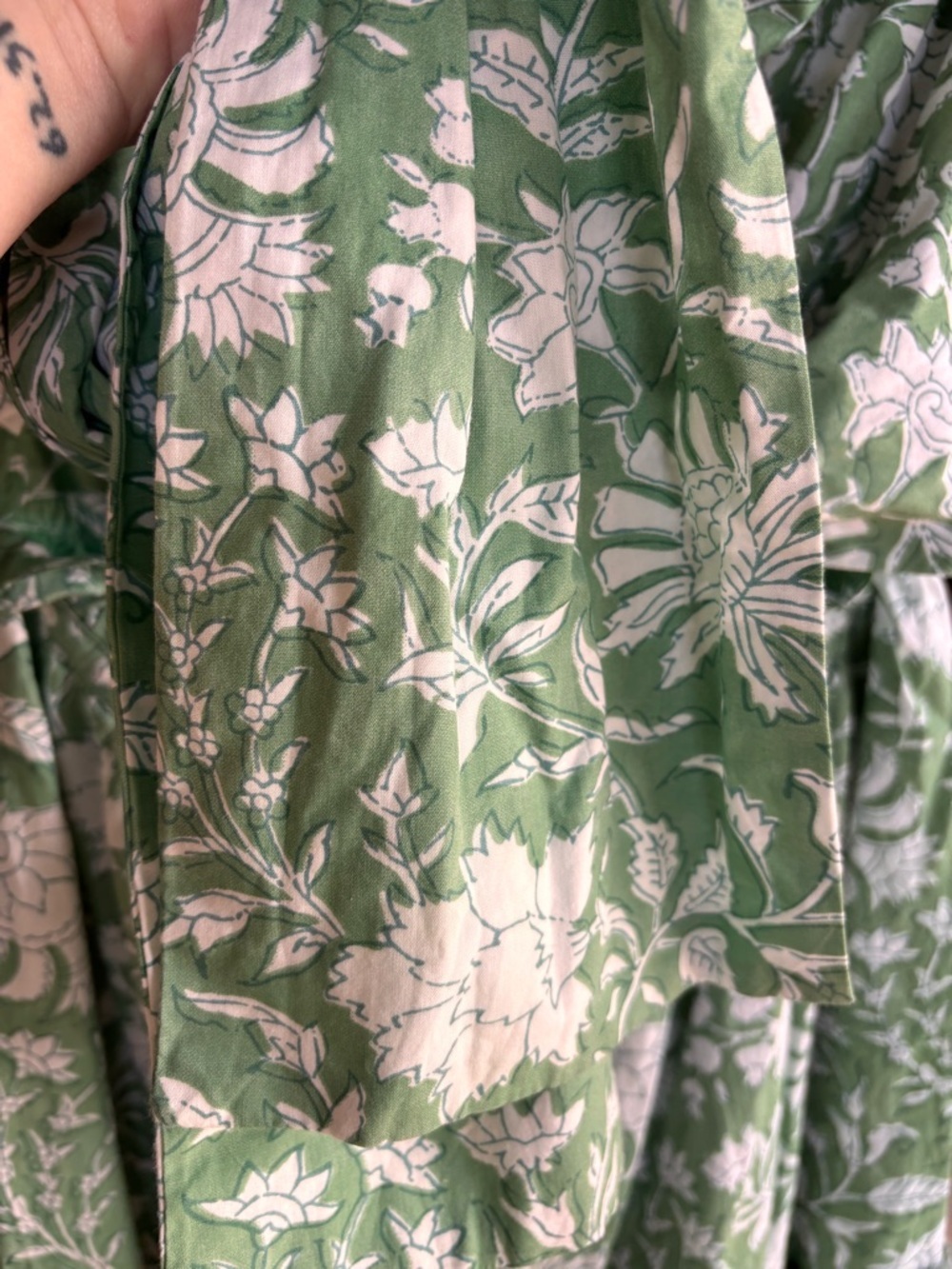 EDDY Olivia Midi Dress Green Ivory Floral Puff Sleeve Bow Back NWT Size S - Picture 13 of 15